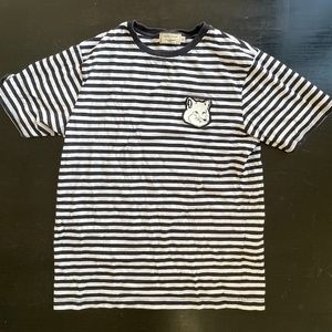 Maison Kitsuné Big Fox Head Striped Oversized Tee-Shirt